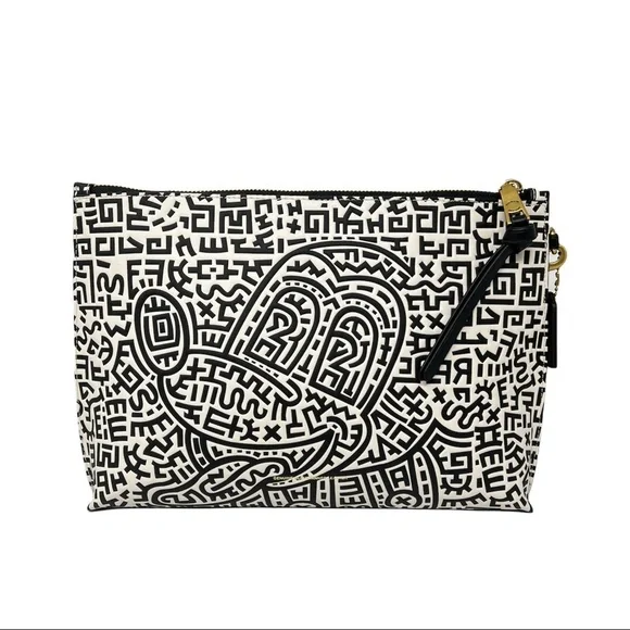 Coach Disney Mickey Mouse X Keith Haring CollabBlack & White Academy Pouch